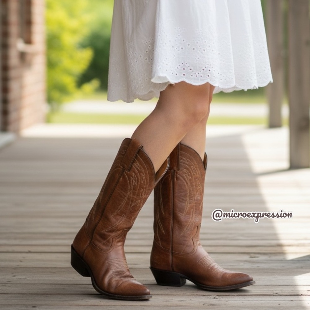 Frye Billy Pull On Cognac Leather Cowboy Boots
